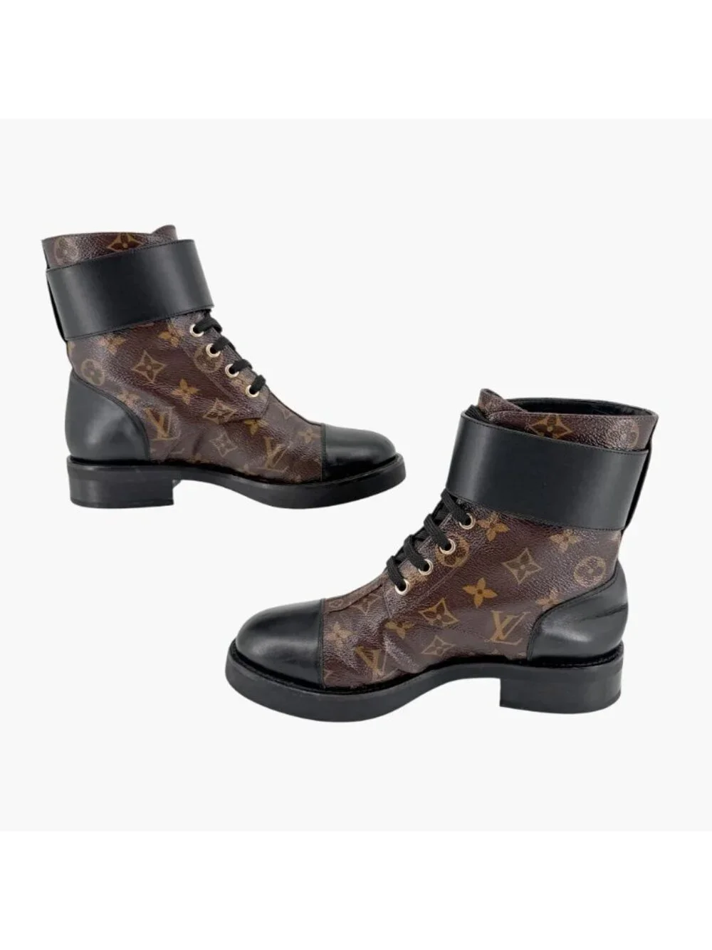Louis Vuitton Ranger Wonderland Combat Boots Brown LV Size 36.5 US 6.5 Women’s